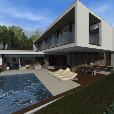 A arquitetura numa varanda em vidro