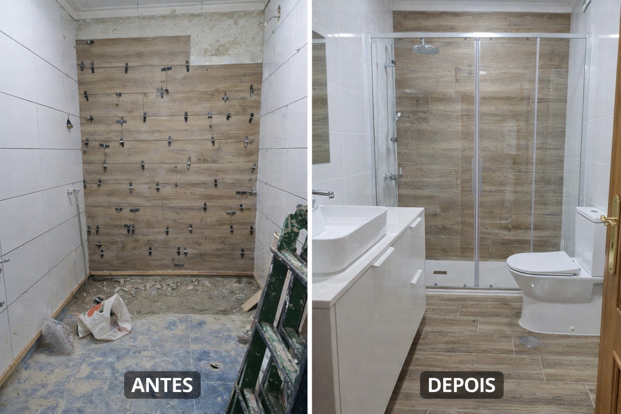 Remodelação completa de casa de banho (antes e depois)