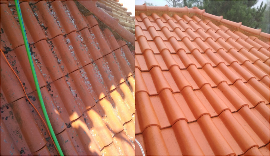Antes e depois - Lavagem e Impermeabilização de Telhados