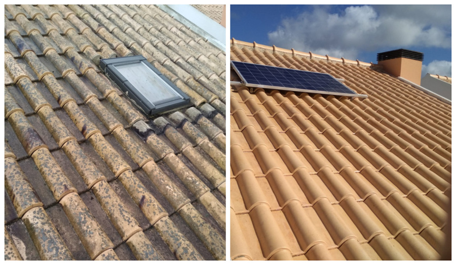 Antes e depois - Lavagem e Impermeabilização de Telhados