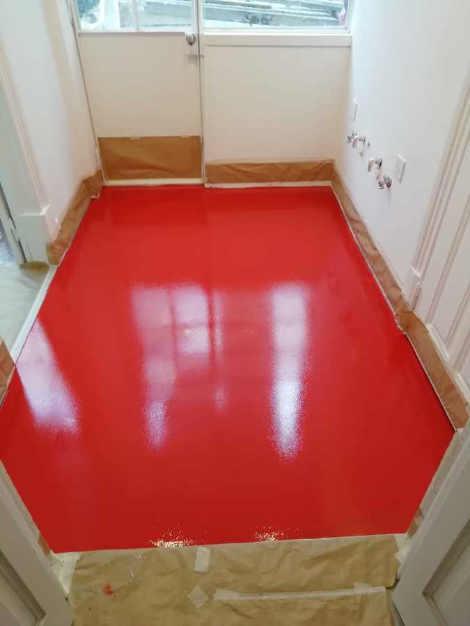 Piso autonivelante acabamento em poliuretano.