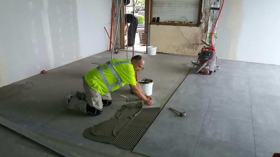 Colocação pavimento