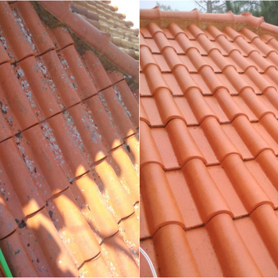 Antes e depois - Lavagem e Impermeabilização de Telhados