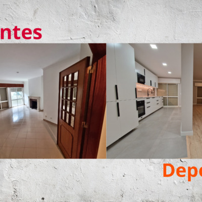Remodelação integral cozinha e sala - Antes e depois