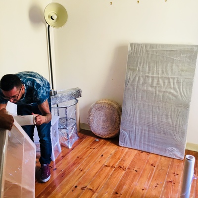 Preparaçao dos móveis para transportar.