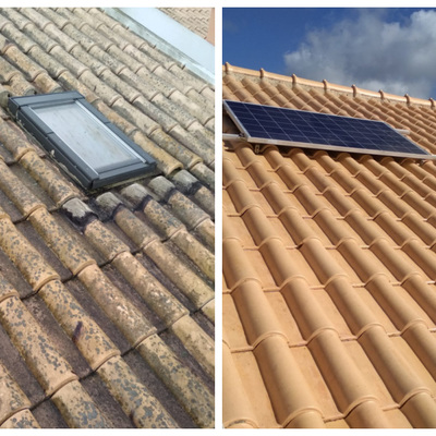 Antes e depois - Lavagem e Impermeabilização de Telhados