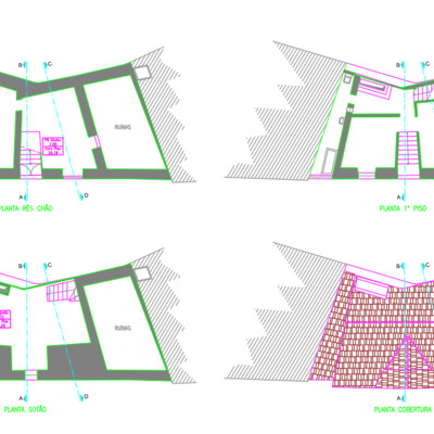Plantas r/ch, 1º piso e sotão