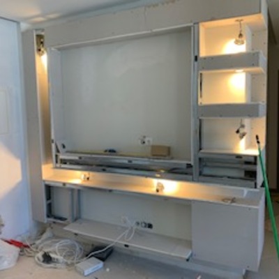 Painel feito de pladur.