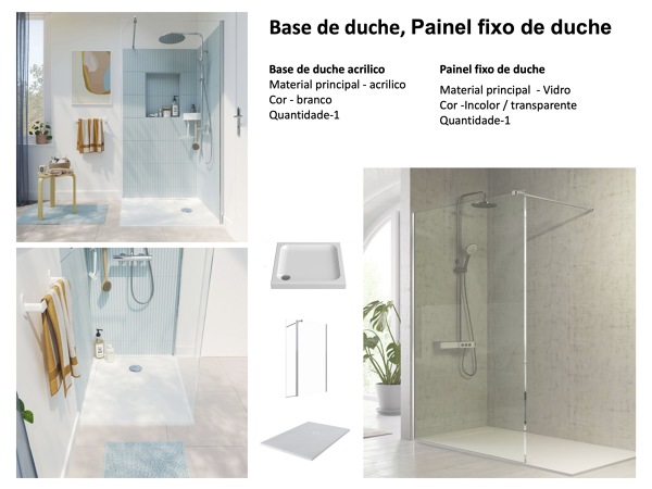 Base de duche, Painel fixo de duche