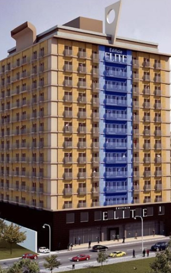 Fachada exterior de edifício de habitação e escritórios