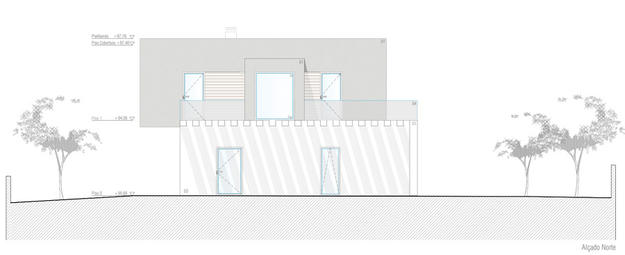 Habitação Unifamiliar - Porches  - Alçado