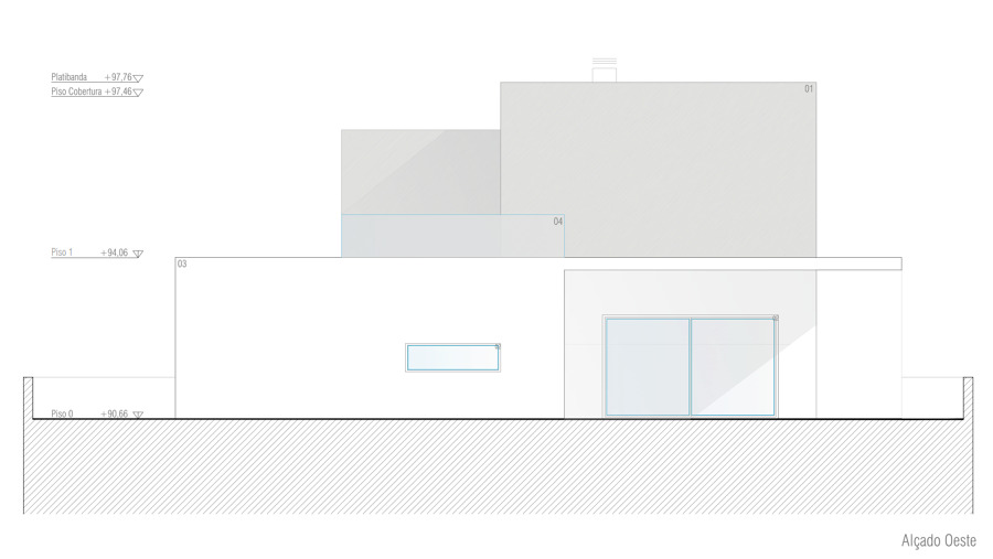 Habitação Unifamiliar - Porches  - Alçado