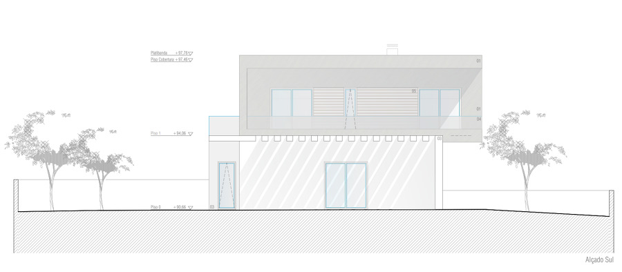 Habitação Unifamiliar - Porches  - Alçado