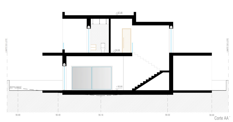 Habitação Unifamiliar - Porches  - Corte