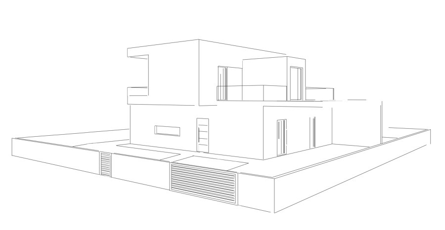 Habitação Unifamiliar - Porches  - Esquiço