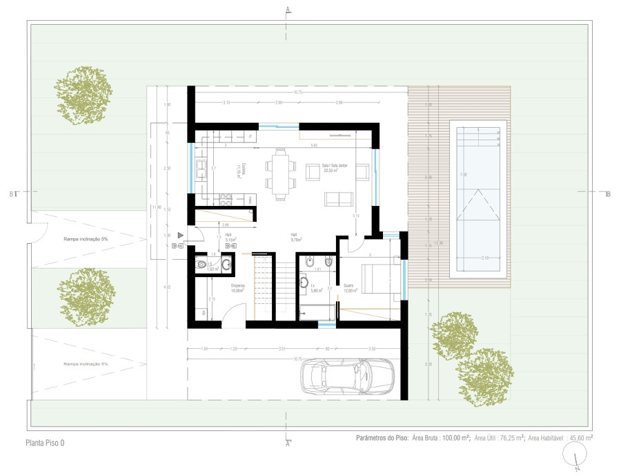 Habitação Unifamiliar - Porches  - Planta