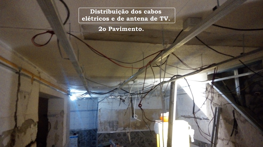 Início de distribuição dos cabos.