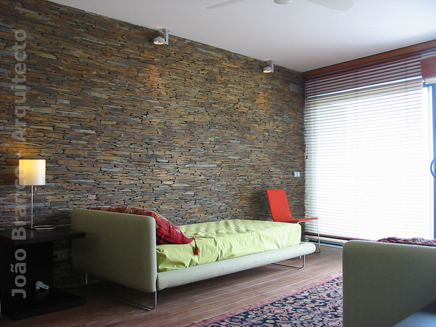 quarto de visitas - parede de xisto