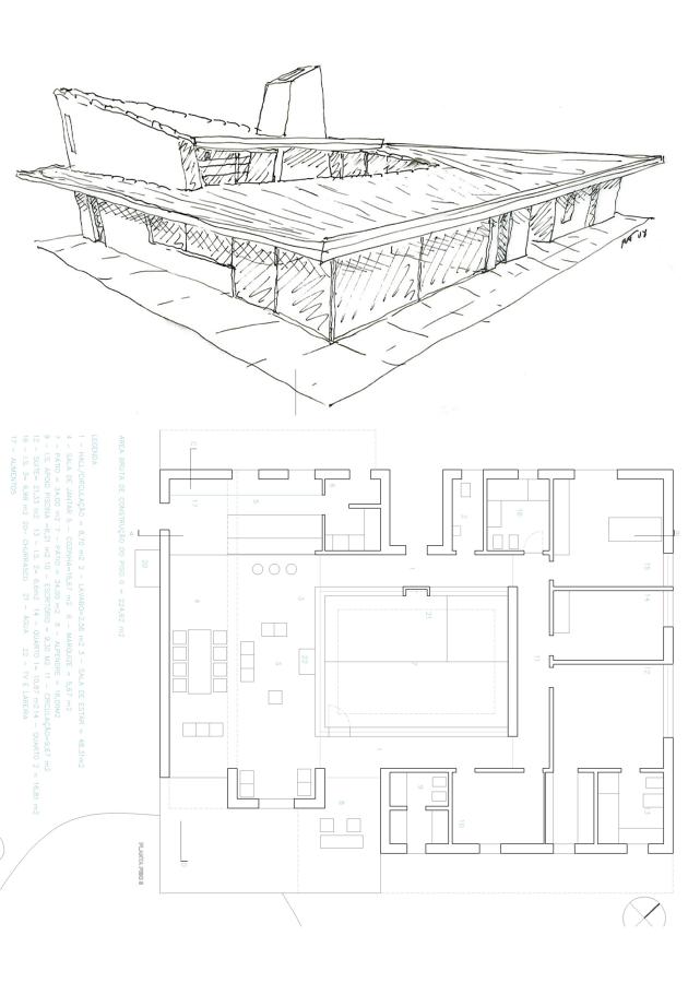 Vista 3d  - esquiço e planta piso0